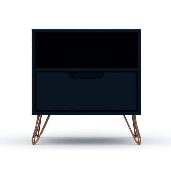 Luxor Intrepid 1.0 1-Drawer Tatiana Midnight Blue Mid-Century Modern Nightstand