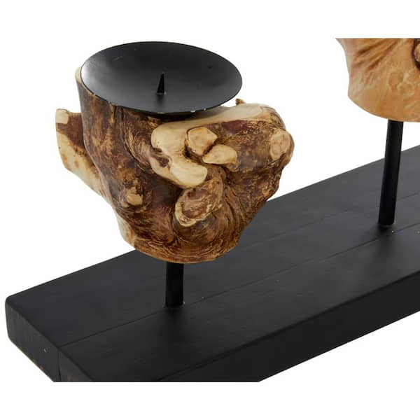 Candle black teak live edge post outlets 3 tray candle holder