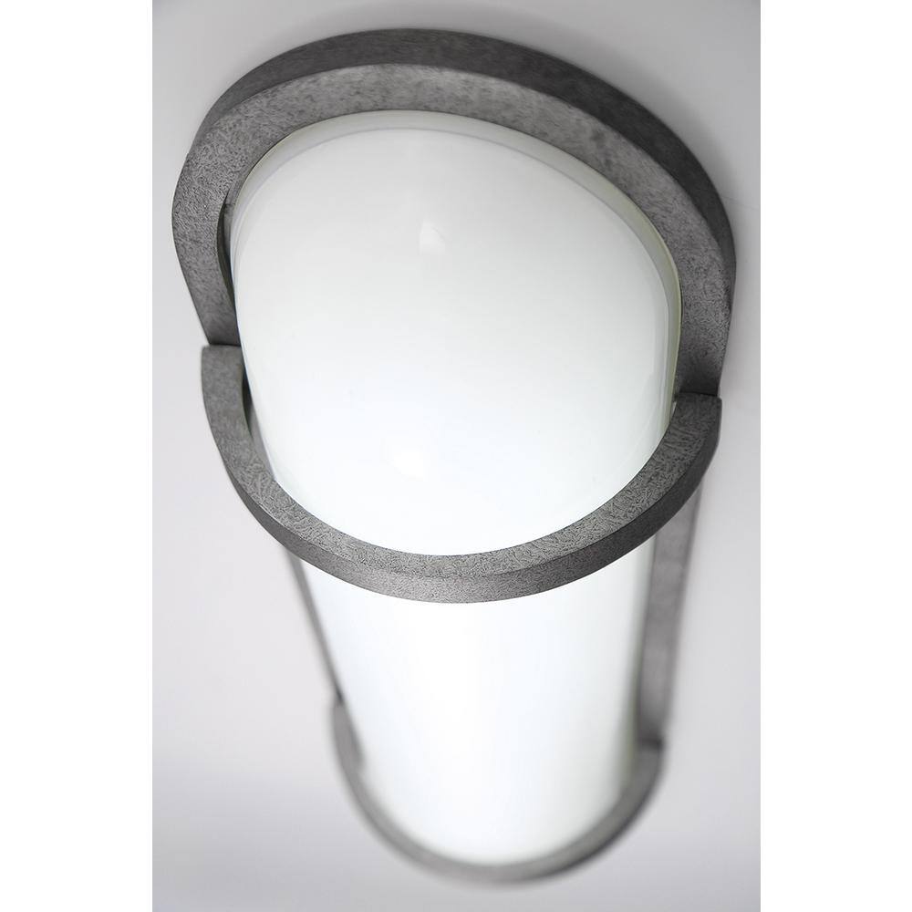 Textured Silver and White Glass LED Outdoor Wall Sconce