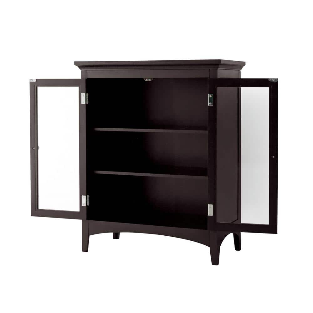 Madison Dark Espresso MDF Bathroom Floor Cabinet with Glass Doors