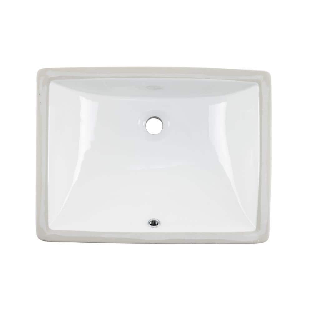 White 20'' Rectangular Ceramic Undermount Bathroom Sink