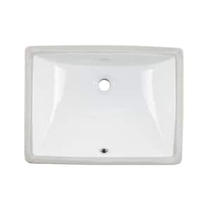 Rhythm Series 20 in. Rectangular Undermount Single Bowl Bathroom Sink in White