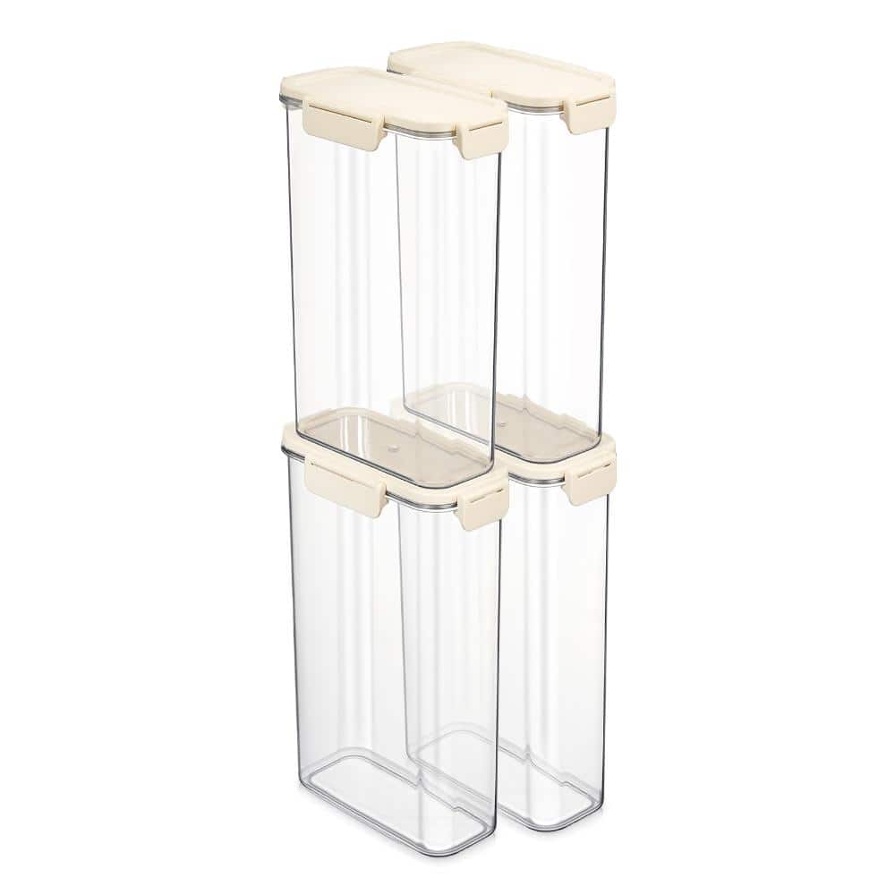 Stackable Plastic Food Storage Container with Lids (4 Pack), Clear Airtight Pantry Canister for Kitchen Organization price history on PriceWatchPro