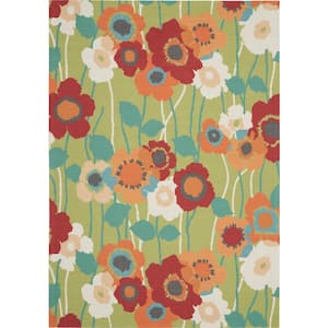 Pic-A-Poppy Seaglass 5 ft. x 7 ft. Floral Vintage Indoor/Outdoor Area Rug