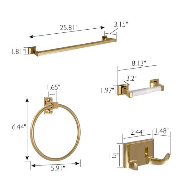 Millbridge 4-Piece Bath Hardware Set in Polished Brass