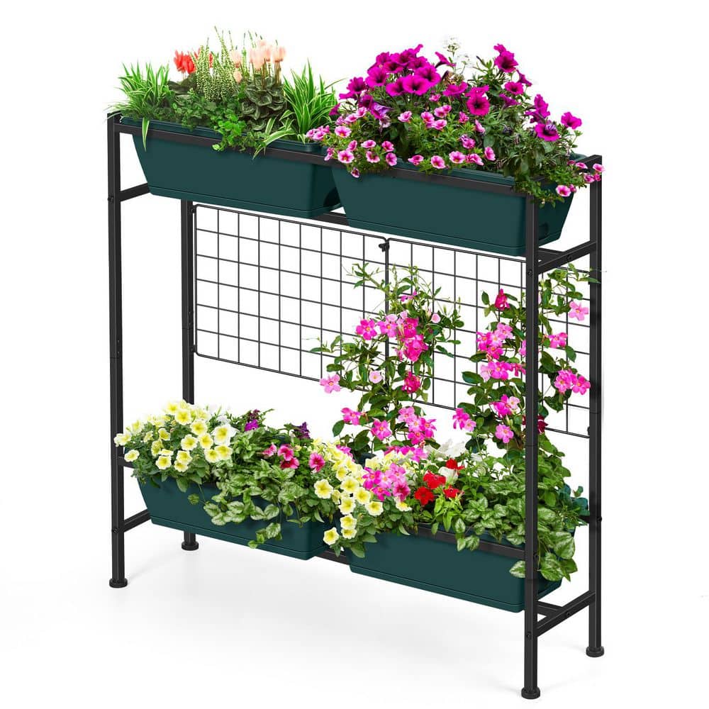 32. 4in, x 7. 2in. Green Plastic Pot and Metal Rack Vertical Garden Planter Standing Flower Beds for Gardening price history on PriceWatchPro