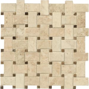 Crema Cappuccino Basket Weave 11.63 in. x 11.63 in. Polished Marble Look Floor and Wall Tile (9.4 sq. ft./Case)
