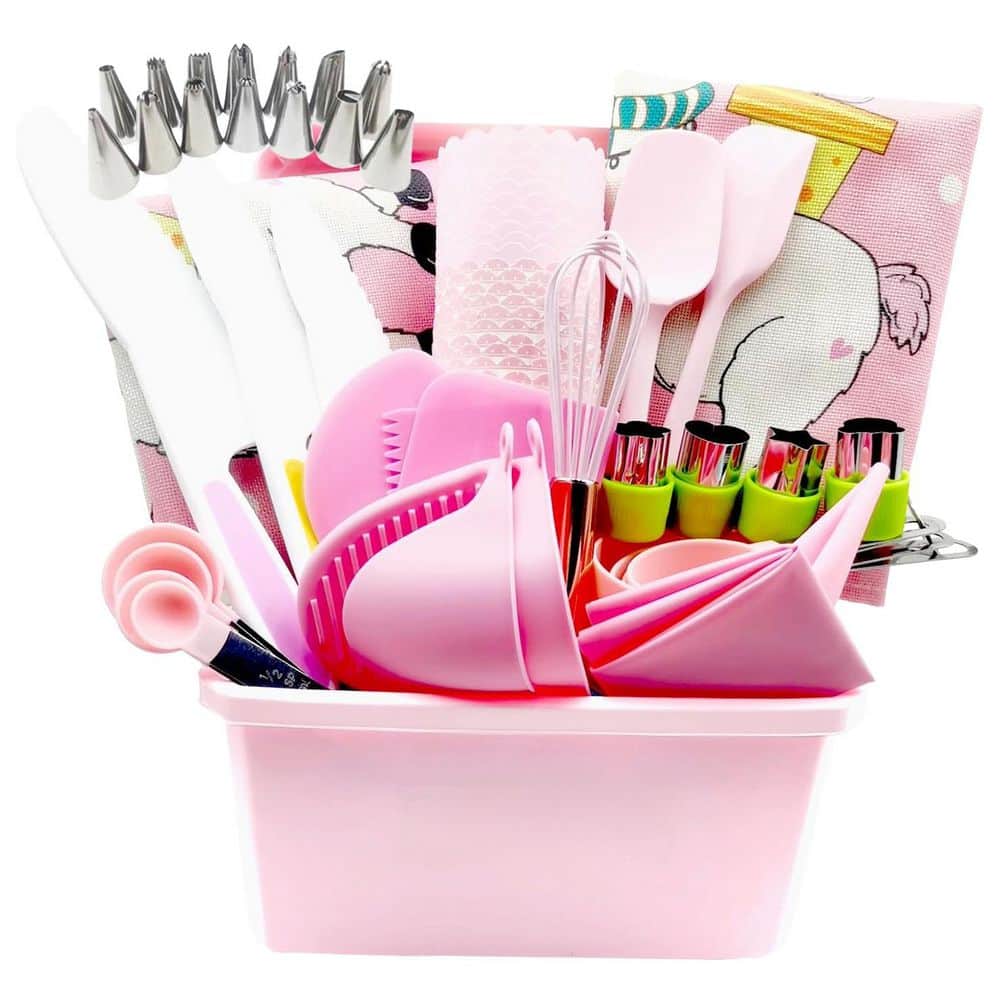 Kids Baking and Cooking Kit 76 pcs Pink Polyester Food Grade Utensils with Storage Case and Apron Set price history on PriceWatchPro