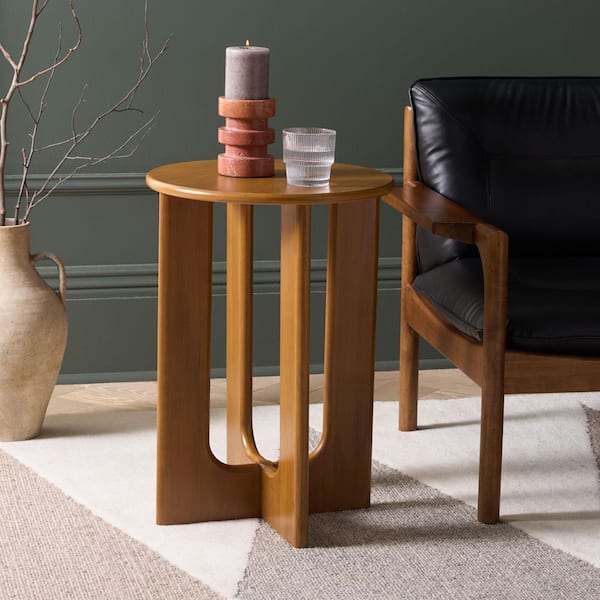 Ashanka 17 in. Walnut Wood End Table