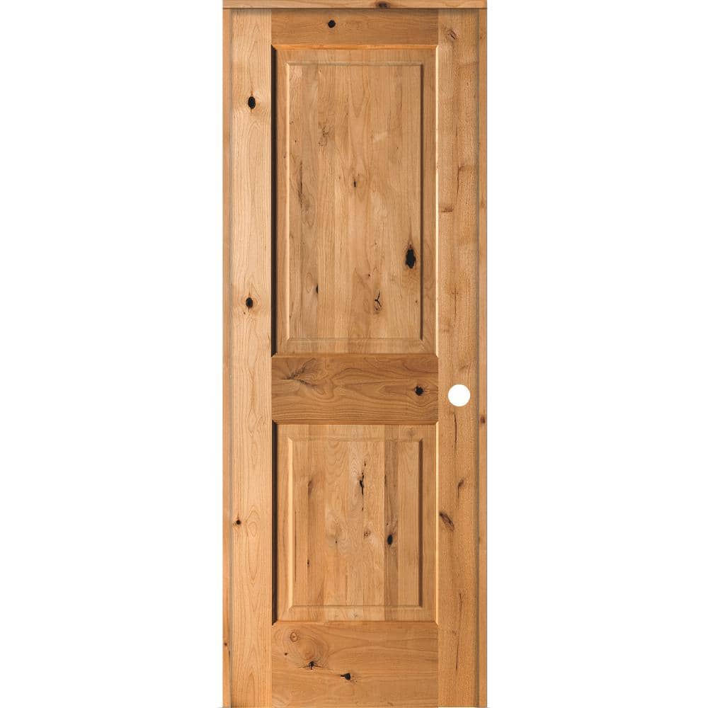 28 in. x 80 in. Rustic Knotty Alder 2 Panel Left-Handed Clear Stain Wood Single Prehung Interior Door with Square Top price history on PriceWatchPro