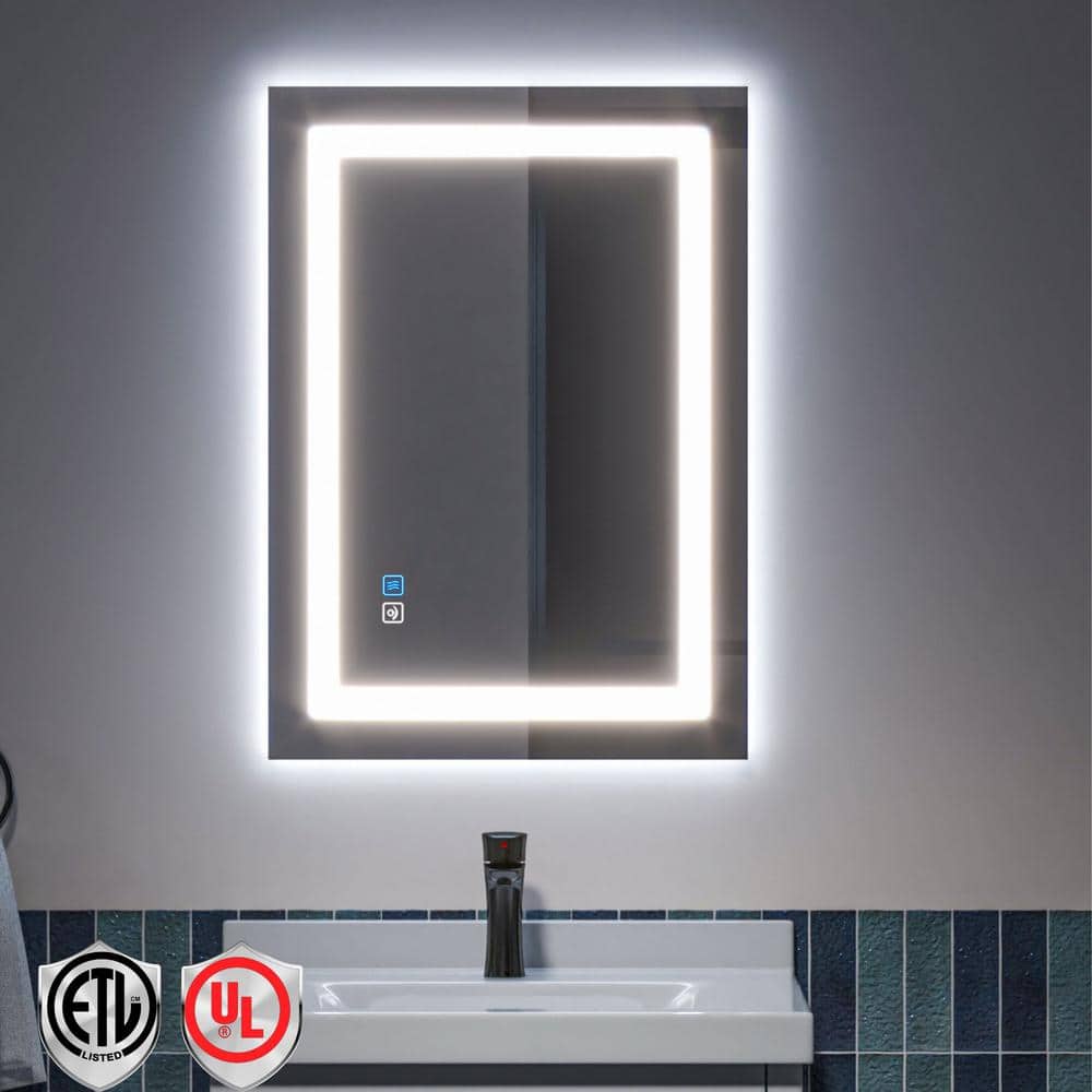 20 in. W x 28 in. H Rectangular Frameless LED Light Anti-Fog Bathroom Wall Mirror with Backlit and Front Light price history on PriceWatchPro