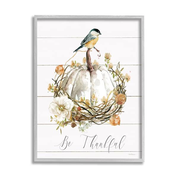 Stupell Industries Be Thankful Fall Florals by Carol Robinson 1-Piece Framed Graphic Print Nature Poster Art Print 30 in. x 24 in.