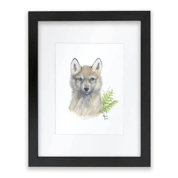 Unbranded Woodland Littles 2 "Wolf" by Alyssa Lewis Individual Black Framed with Mat Animal Art Print - 24 in. x 18 in.