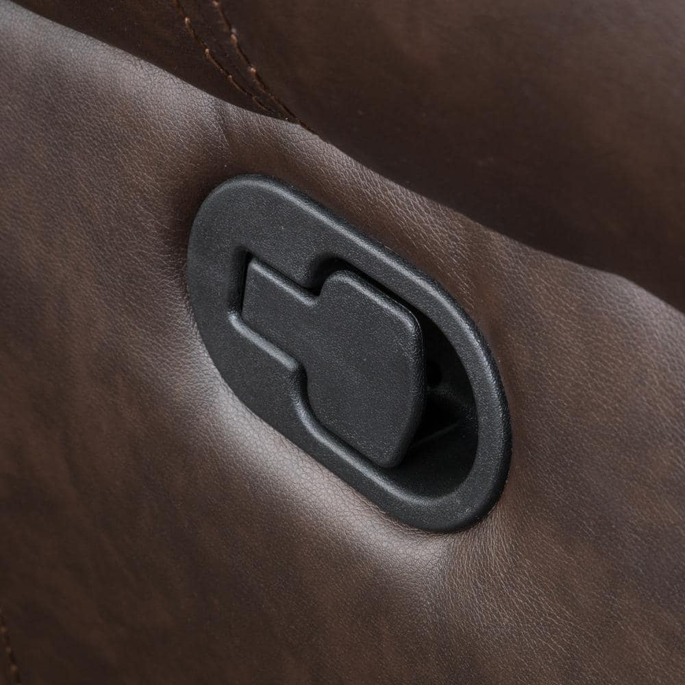 Gavin Dark Brown Bonded Leather Glider Recliner with Wood Accents