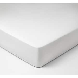 1-Piece White, Solid 100% Organic Cotton, Twin (39 in. x 75 in.), Smooth and Breathable, Super Soft, Fitted Sheet