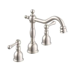 Opulence 8 in. Widespread 2-Handle Bathroom Faucet with Metal Touch Down Drain 1.2 GPM Brushed Nickel