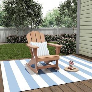 Laguna Fade Resistant Outdoor Patio HDPE Poly Plastic Adirondack Porch Rocking Chair in Teak