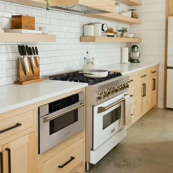 Autograph Edition 30 in. 1000-Watt Built-In Microwave Drawer in Stainless Steel & Champagne Bronze Handle