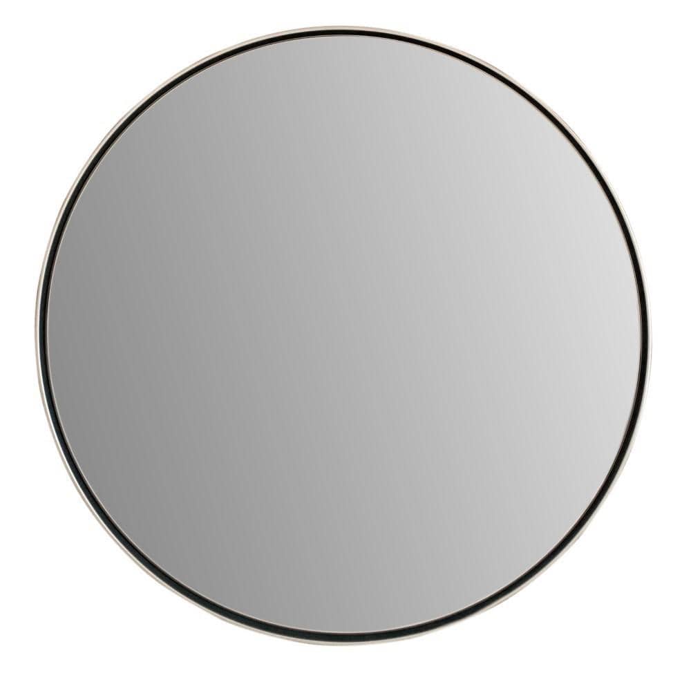 24" Round Brushed Silver Bathroom Vanity Mirror