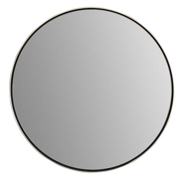 Bellaterra Home 23.5 in. W x 23.5 in. H Round Metal Framed Wall Bathroom Vanity Mirror in Brushed Silver