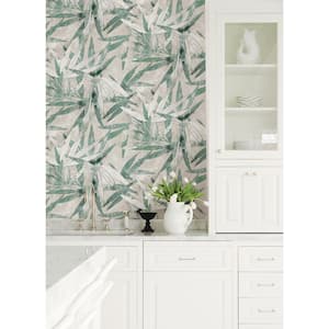 Jade Green Bali Bamboo Peel & Stick Wallpaper Sample