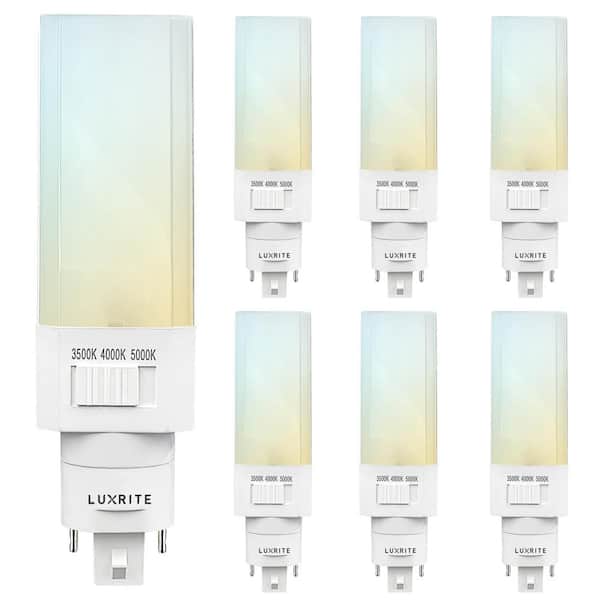 LUXRITE 42-Watt Equivalent PL Horizontal LED CFL 2 Pin and 4 Pin Base G24D G24Q GX24Q 3 Color Selectable 1450 Lumens (6-Pack)