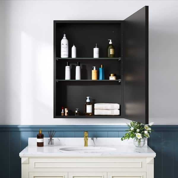 Zora 24 in. W x 30 in. H Rectangular Framed Medicine Cabinet with Mirror, Adjustable Shelves, Recessed or Surface Mount