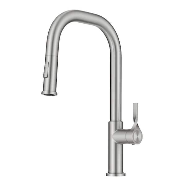 KRAUS Torak 2-Function Spot Free Stainless Steel 16.25 in. H Pull Down Sprayer Kitchen Faucet with 360° Spout Swivel