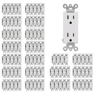 15 Amp 125-Volt Standard Electrical Duplex Outlet, Gloss White 100-Pack