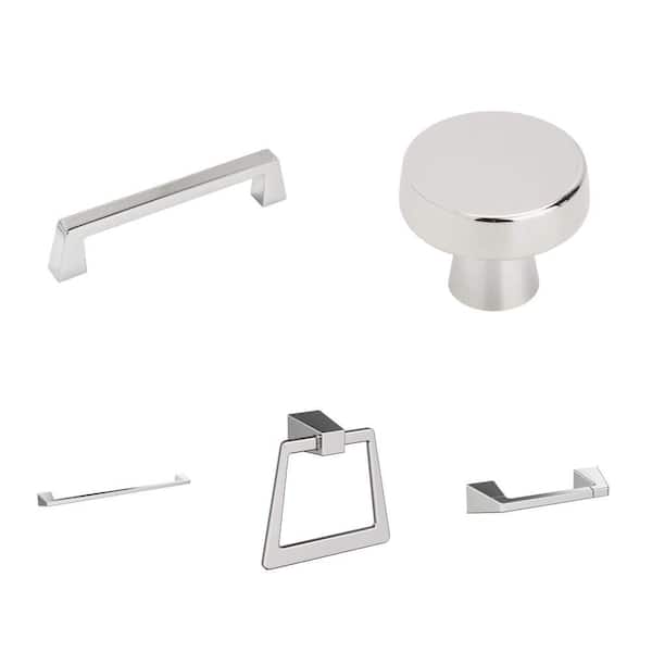 Blackrock Chrome Cabinet Pull (5-1/16 in.), Knob (1-5/16 in.), Towel Bar (24 in.), Ring (6-13/16 in.) and TP Holder