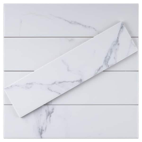 MOLOVO Paloma Calacatta Liso 2.95 in. x 11.81 in. Satin Ceramic