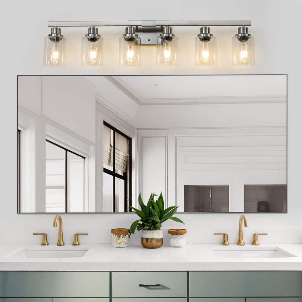 36.8 in. 6 Light Chrome Vanity Light with Clear Glass Shade price history on PriceWatchPro