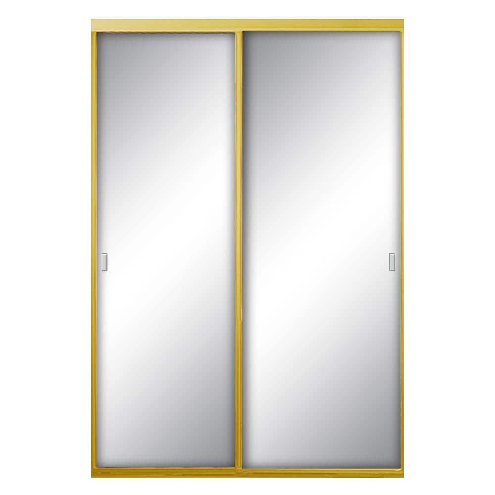 72 in. x 81 in. Asprey Bright Gold Aluminum Frame Mirrored Interior Sliding Closet Door price history on PriceWatchPro