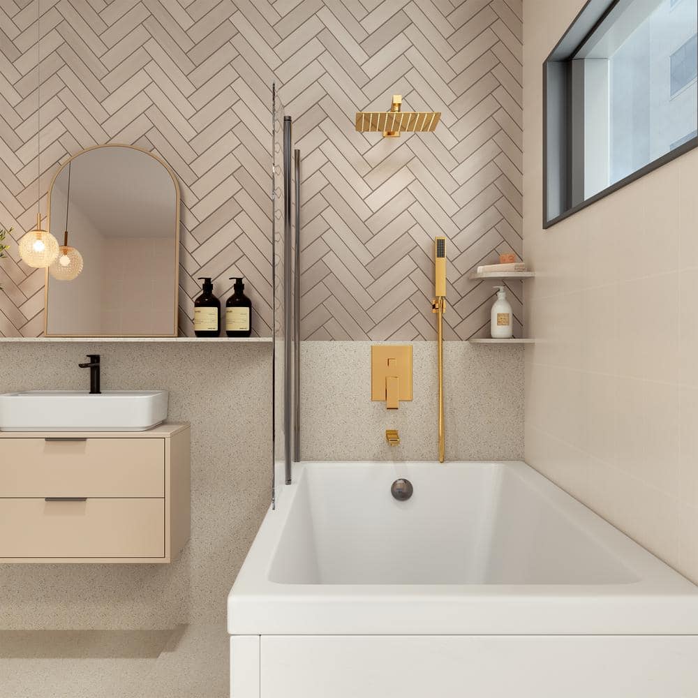 Brushed Gold Multi-Head Wall Mounted Rain Shower System