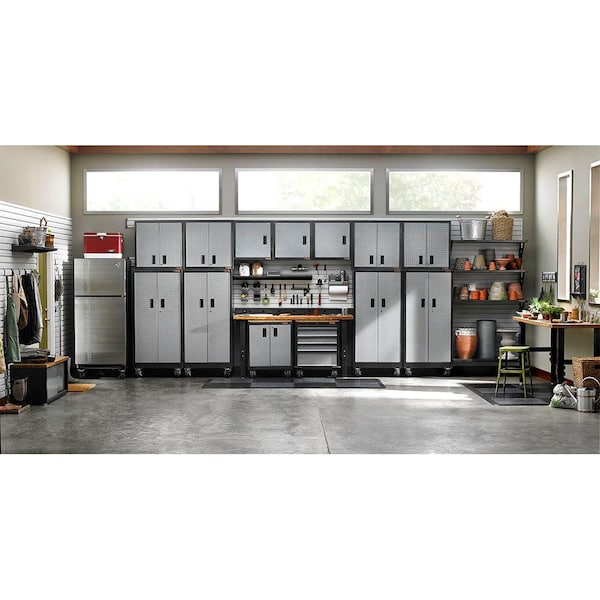 8-Piece Steel Garage Storage System in Silver Tread Plate (144 in. W x 100 in. H x 18 in. D)