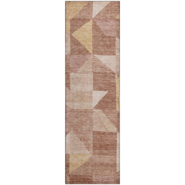 Mayfield Premium Machine Washable Abstract AMF2373 Blush 2 ft. x 7 ft. Runner Rug