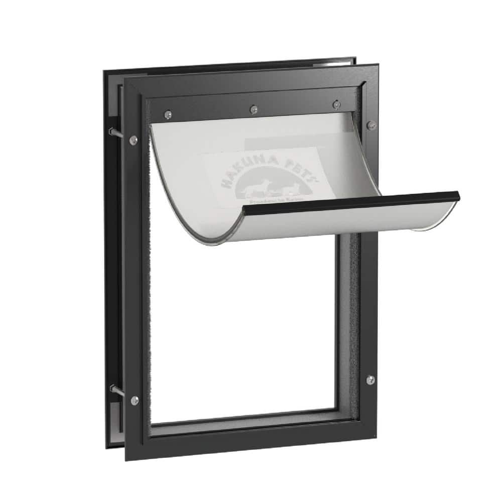 Large Black Aluminum Pet Door with Magnetic Lock