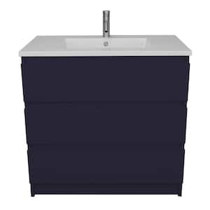 Pepper 36 in W x 20 in D Bath Vanity in Navy with Acrylic Vanity Top in White with White Basin