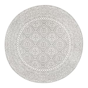 Transitional Floral Jeanette Gray 6 ft. x 6 ft. Round Area Rug