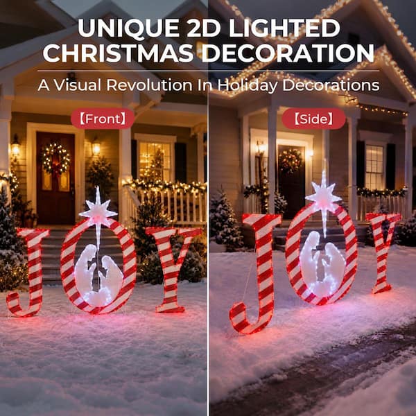 Starfree 49 in. Outdoor Christmas Decoration 2-in-1 JOY Nativity