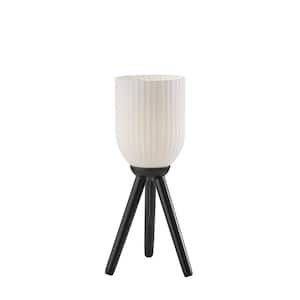 22.5 in. White Coastal Integrated LED Tripod Table Lamp with White Glass Shade