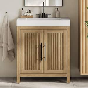 Cargrove 30 in. Single Sink Oak Bath Vanity with White Resin Composite Top (Assembled)