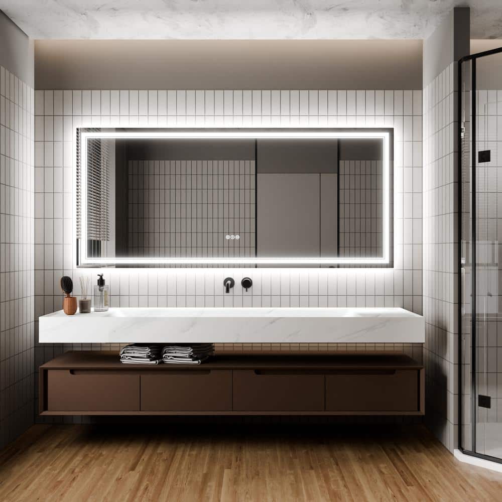 55 in. W x 30 in. H Large Rectangular Frameless LED Light Dimmable Anti-Fog Wall Bathroom Vanity Mirror price history on PriceWatchPro