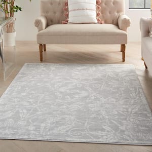 Whimsicle Grey 6 ft. x 9 ft. Floral Contemporary Area Rug