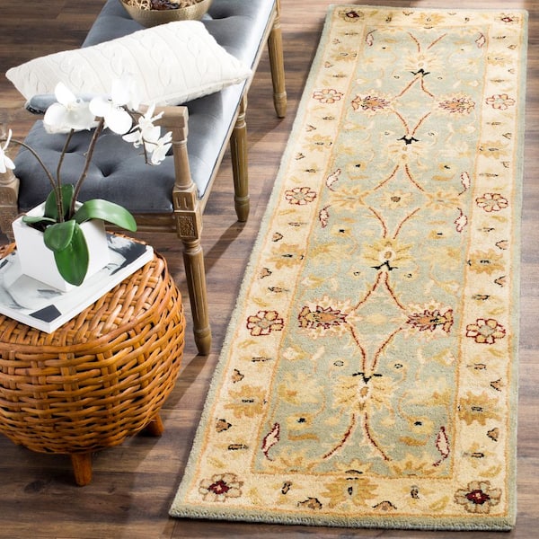 Antiquity Light Blue/Ivory 2 ft. x 8 ft. Border Runner Rug