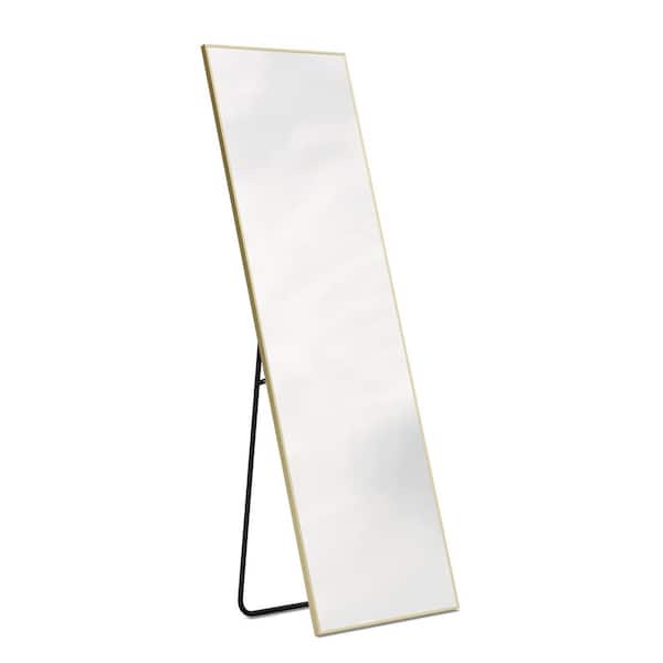 WallBeyond Modern Design 71 in. W x 24 in. H Gold Finish Floor Mirror