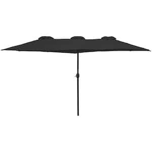 15 ft. Outdoor Patio Market Umbrella with Hand Crank Black