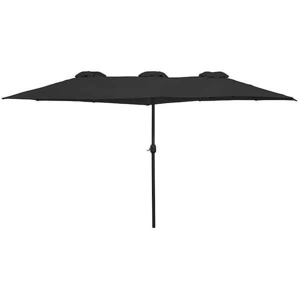 15 ft. Outdoor Patio Market Umbrella with Hand Crank Black