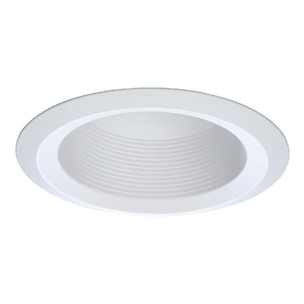 E26 6 in. White Recessed Lighting Full Cone Baffle with Self Flanged White Trim Ring (6-Pack)