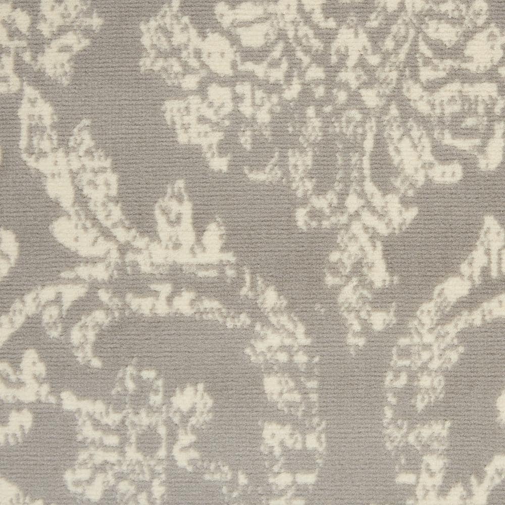 Jubilant Grey 6' x 9' Synthetic Vintage Damask Area Rug